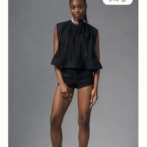 ANTHROPOLOGIE $CREW NECK PLISSE TOP - Picture 4 of 7